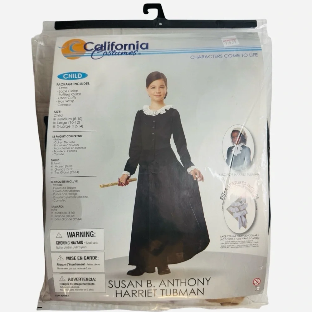 SUSAN B. ANTHONY HARRIET TUBMAN California Costumes Size M (8-10)